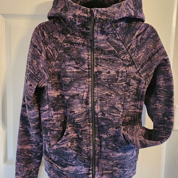 Lululemon purple/black snakeskin lined scuba hoodie rip wave purple thunder sz6 - Picture 4 of 13